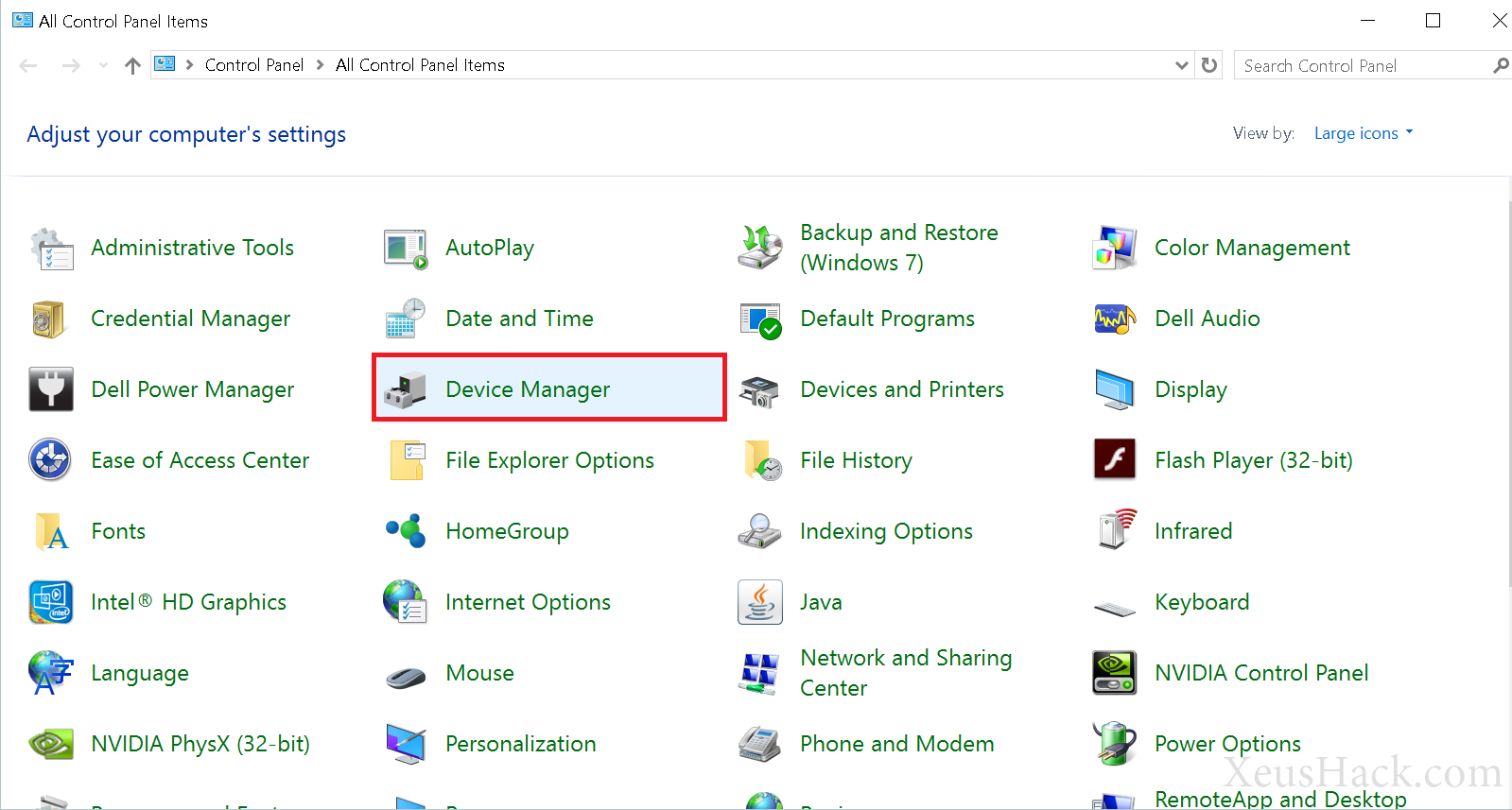 control panel configuration manager
